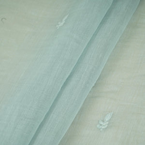 Sky Blue Chikankari embroidery with Tissue border Mul Chanderi Fabric SNA-29638 - TradeUNO