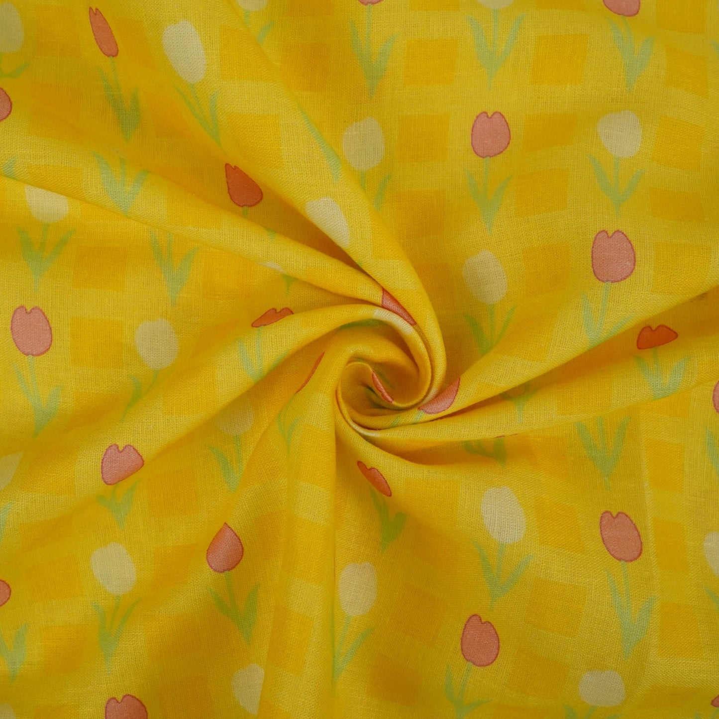 Lemon Yellow floral print 40s Pure Linen Fabric VF-31355