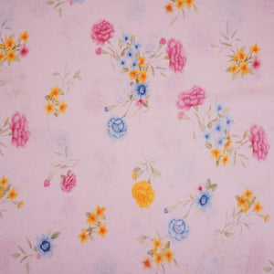 Light Pink floral print 40s Pure Linen Fabric VF-31347 - TradeUNO