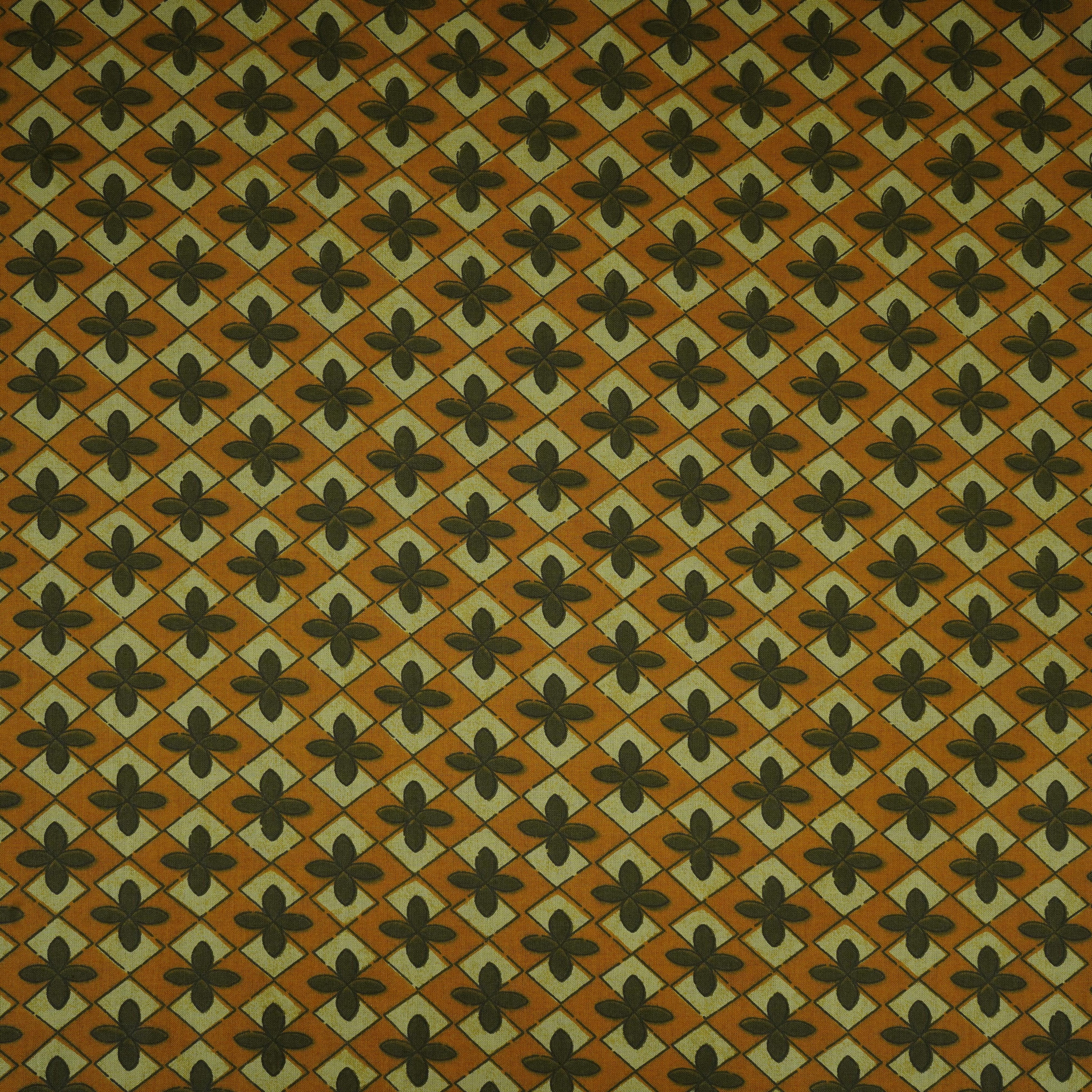 Mustard Ajrakh Print Cotton Fabric AFI-29575 - TradeUNO