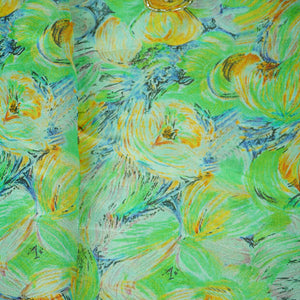 Light Green Cutdana & Pearl Floral Print Pure Tissue Fabric 21280