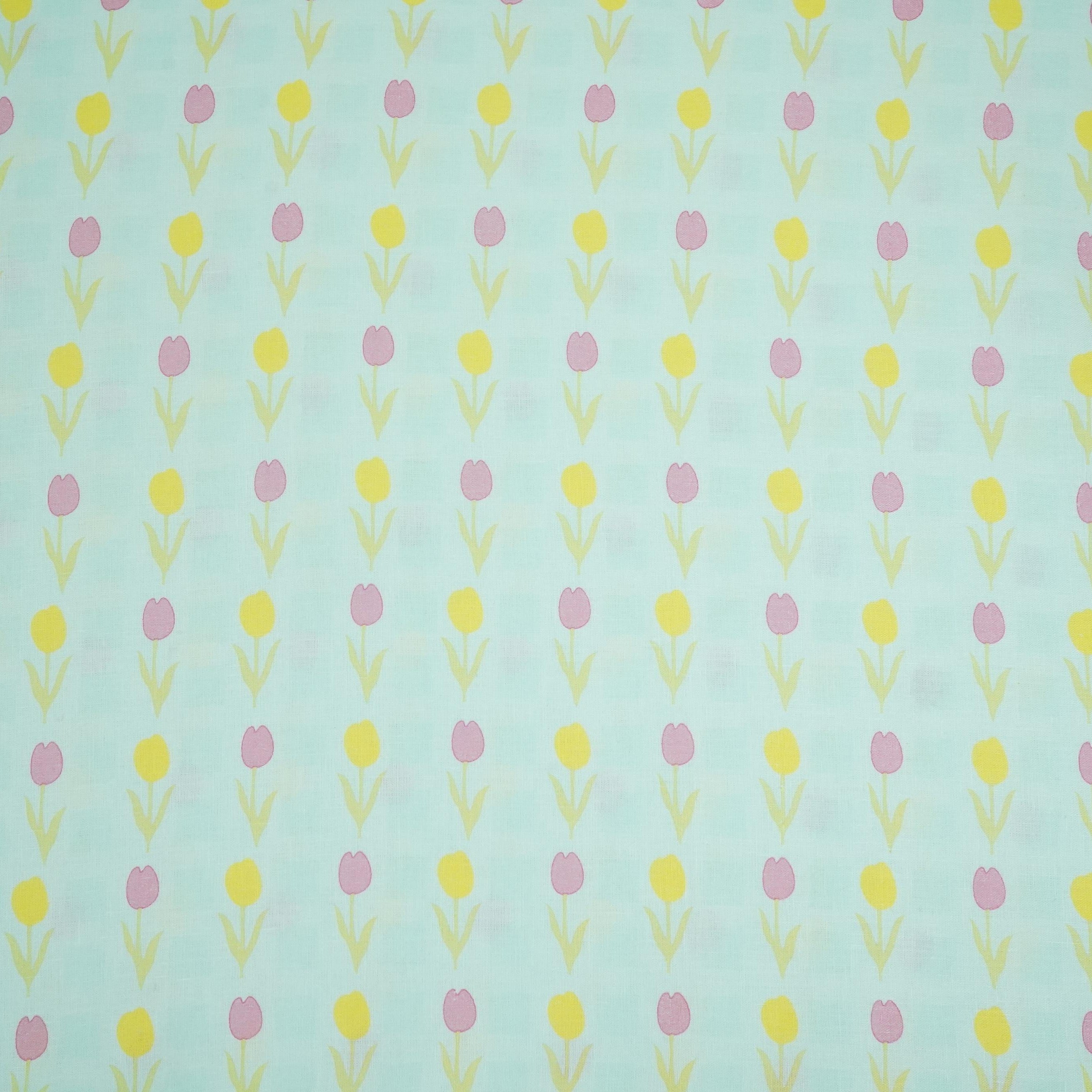 Sage Green floral print 40s Pure Linen Fabric VF-31353 - TradeUNO