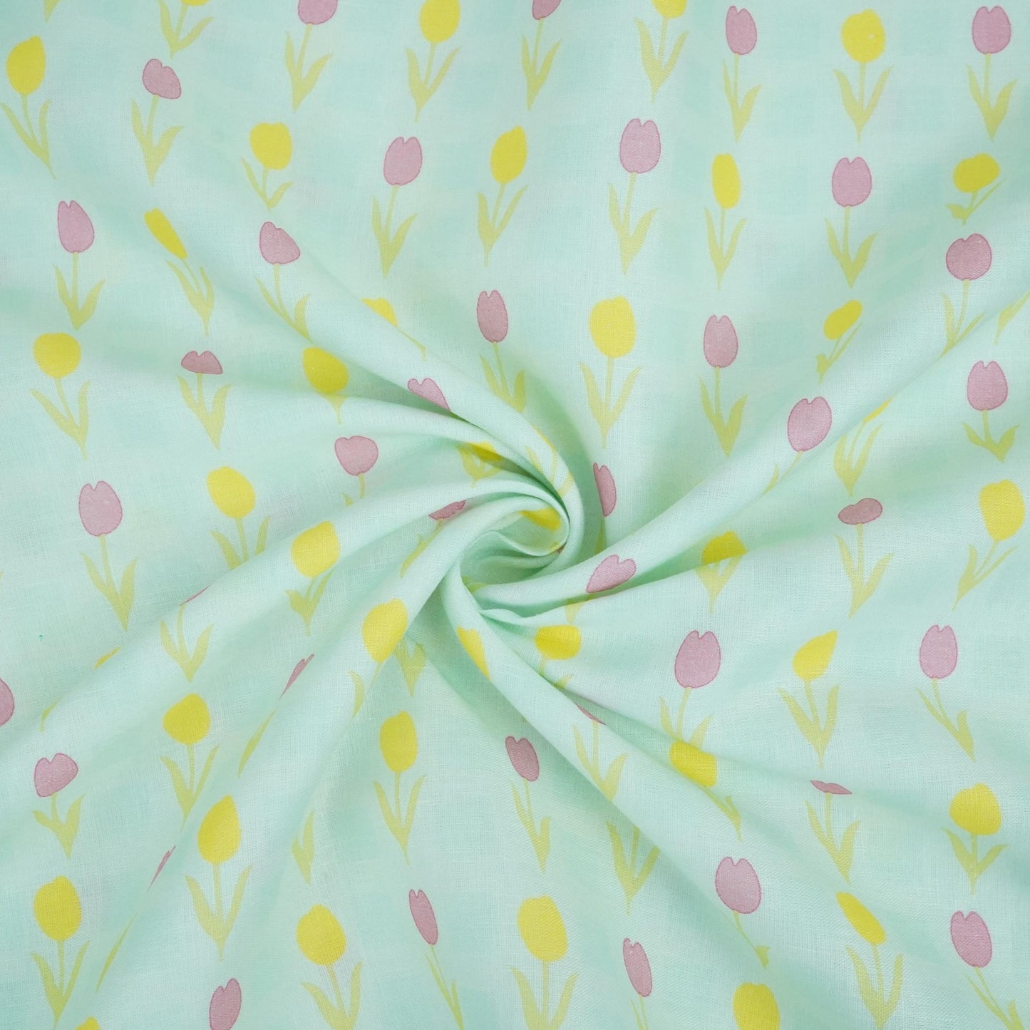Sage Green floral print 40s Pure Linen Fabric VF-31353