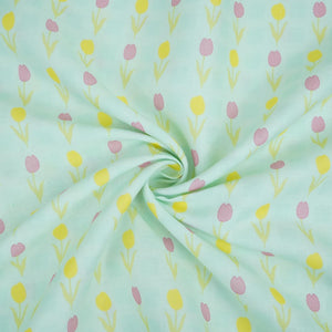 Sage Green floral print 40s Pure Linen Fabric VF-31353 - TradeUNO
