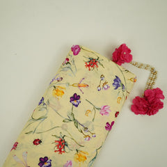Butter Yellow floral print Muslin Fabric VF-31375
