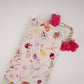 Peach floral print Muslin Fabric VF-31374