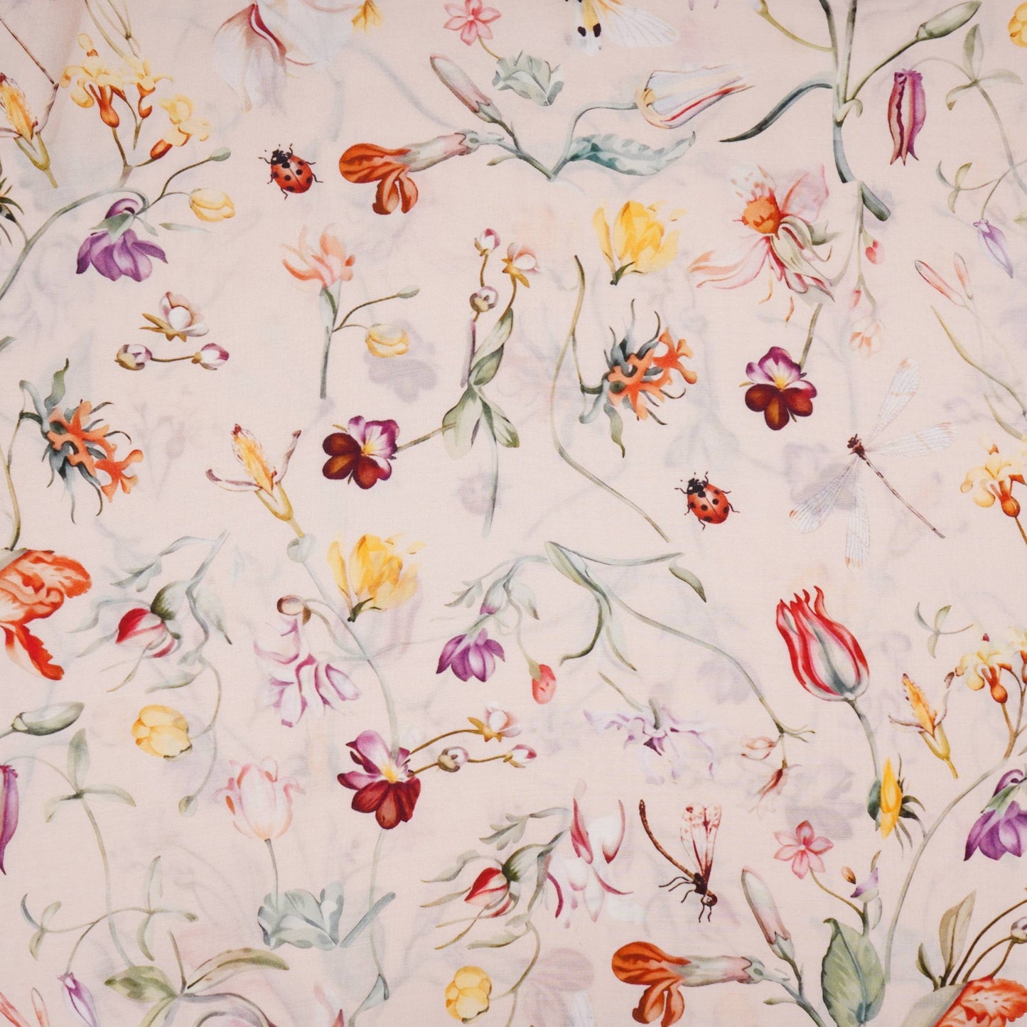 Peach floral print Muslin Fabric VF-31374