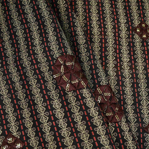 Charcoal Brown Geometrical Stripes Eri Cotton Silk Fabric MTFG-31054 - TradeUNO
