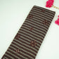 Charcoal Brown Geometrical Stripes Eri Cotton Silk Fabric MTFG-31054