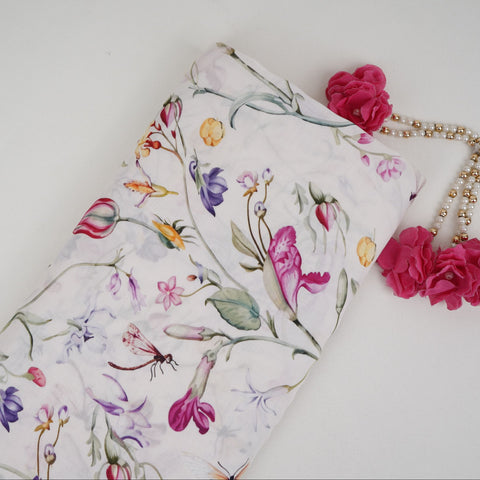 Off White floral print Muslin Fabric VF-31376