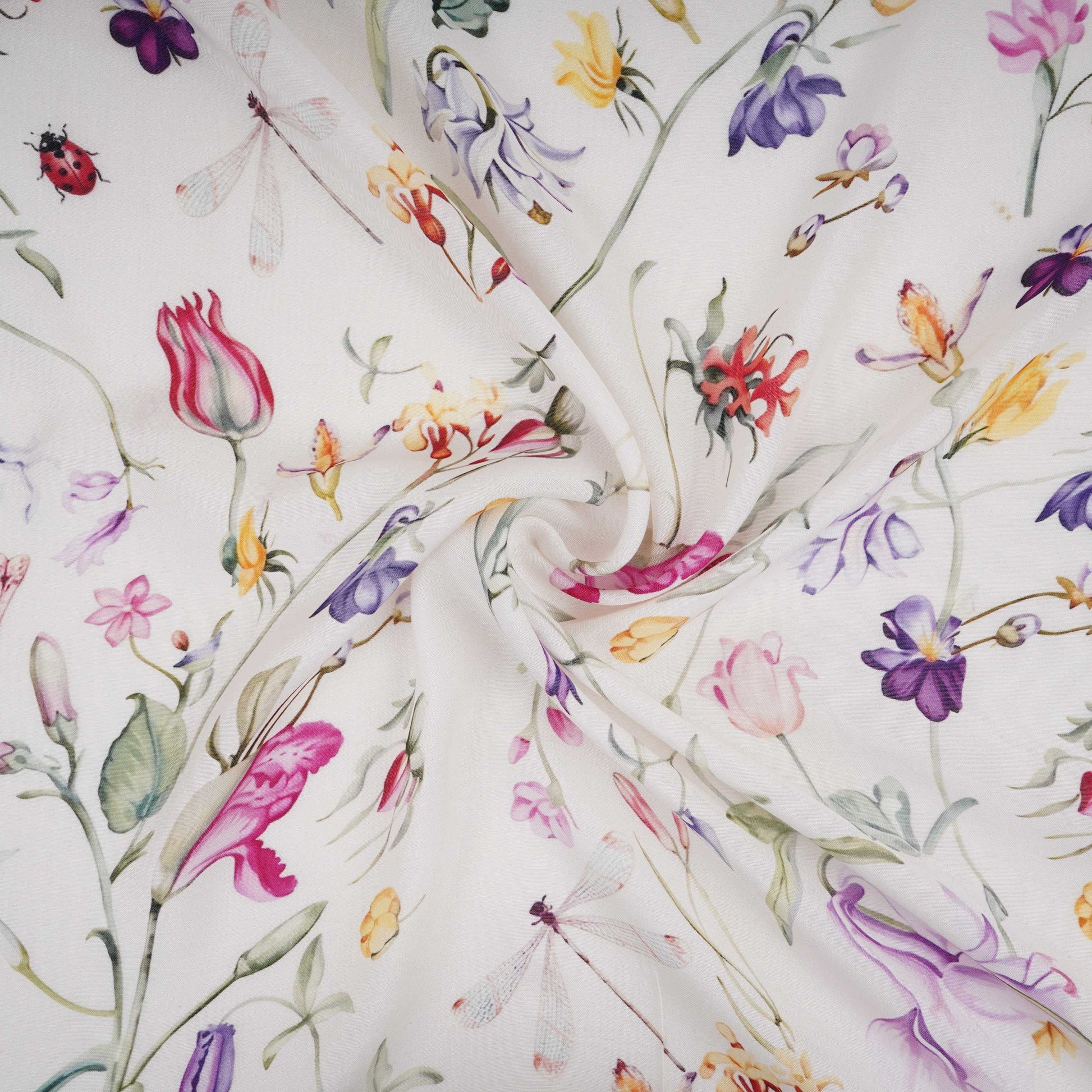 Off White floral print Muslin Fabric VF-31376 - TradeUNO