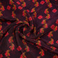 Wine Floral Print Natural Crepe Fabric 21256