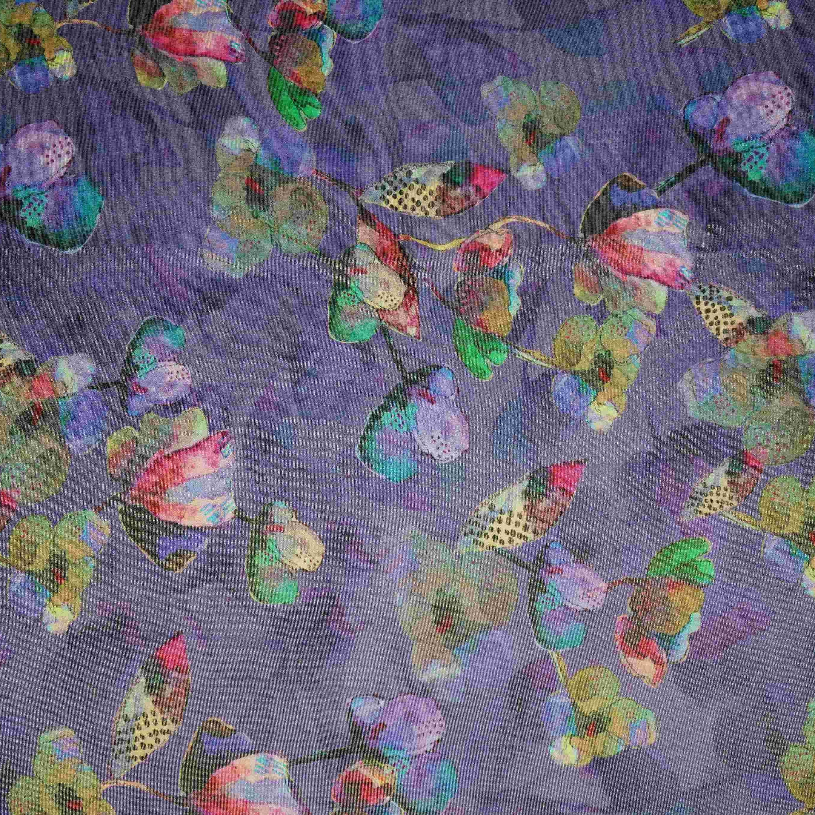 Violet floral print Tissue Fabric MTFG-31107 - TradeUNO