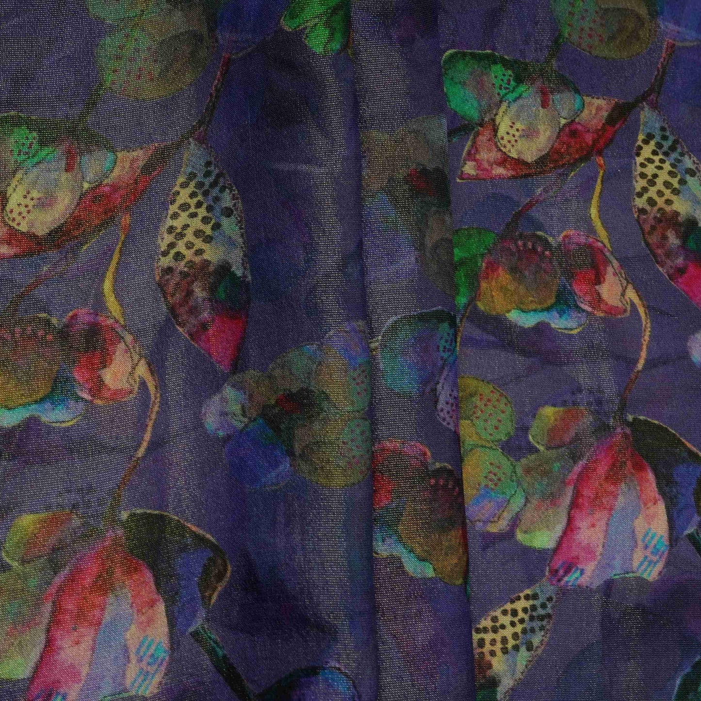 Violet floral print Tissue Fabric MTFG-31107