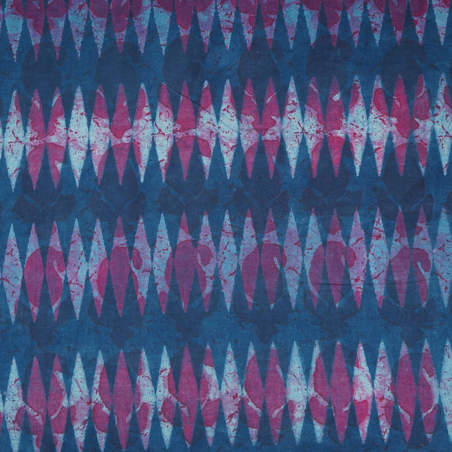 Blue with Multicolor Dabu Print Cotton Fabric NC-29665
