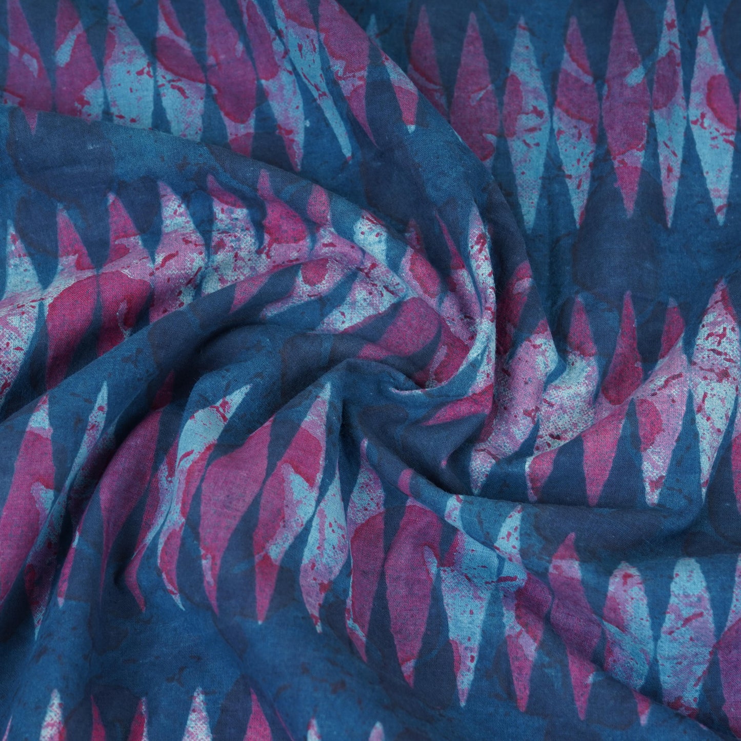 Blue with Multicolor Dabu Print Cotton Fabric NC-29665