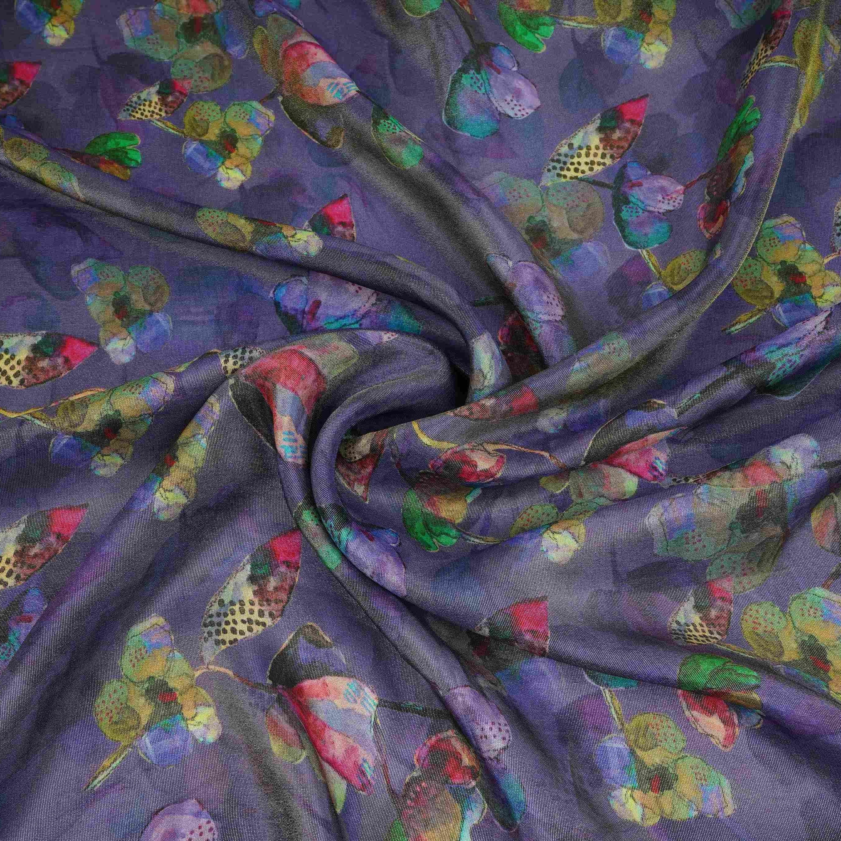 Violet floral print Tissue Fabric MTFG-31107 - TradeUNO