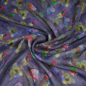 Violet floral print Tissue Fabric MTFG-31107 - TradeUNO