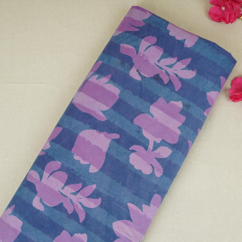 Light Blue with Multicolor Dabu Foil Print Cotton Fabric NC-29661