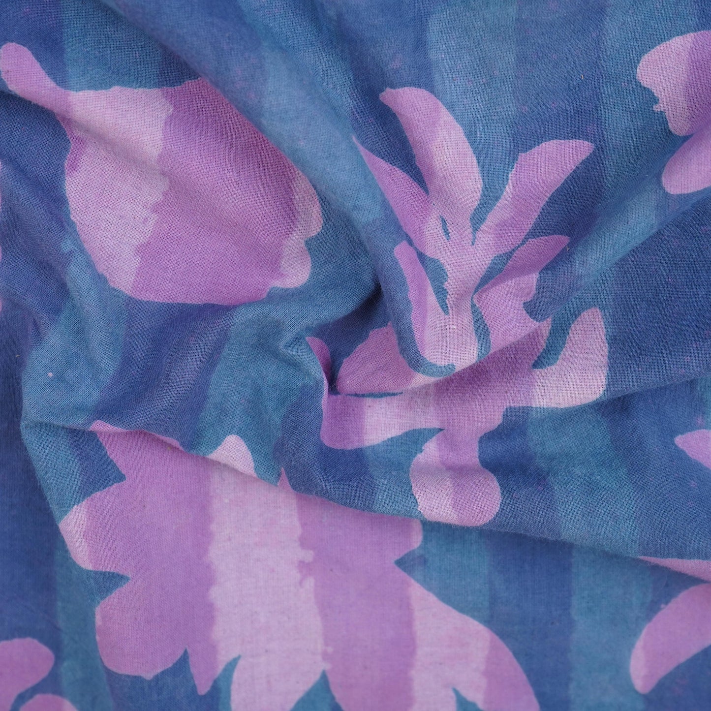 Light Blue with Multicolor Dabu Foil Print Cotton Fabric NC-29661