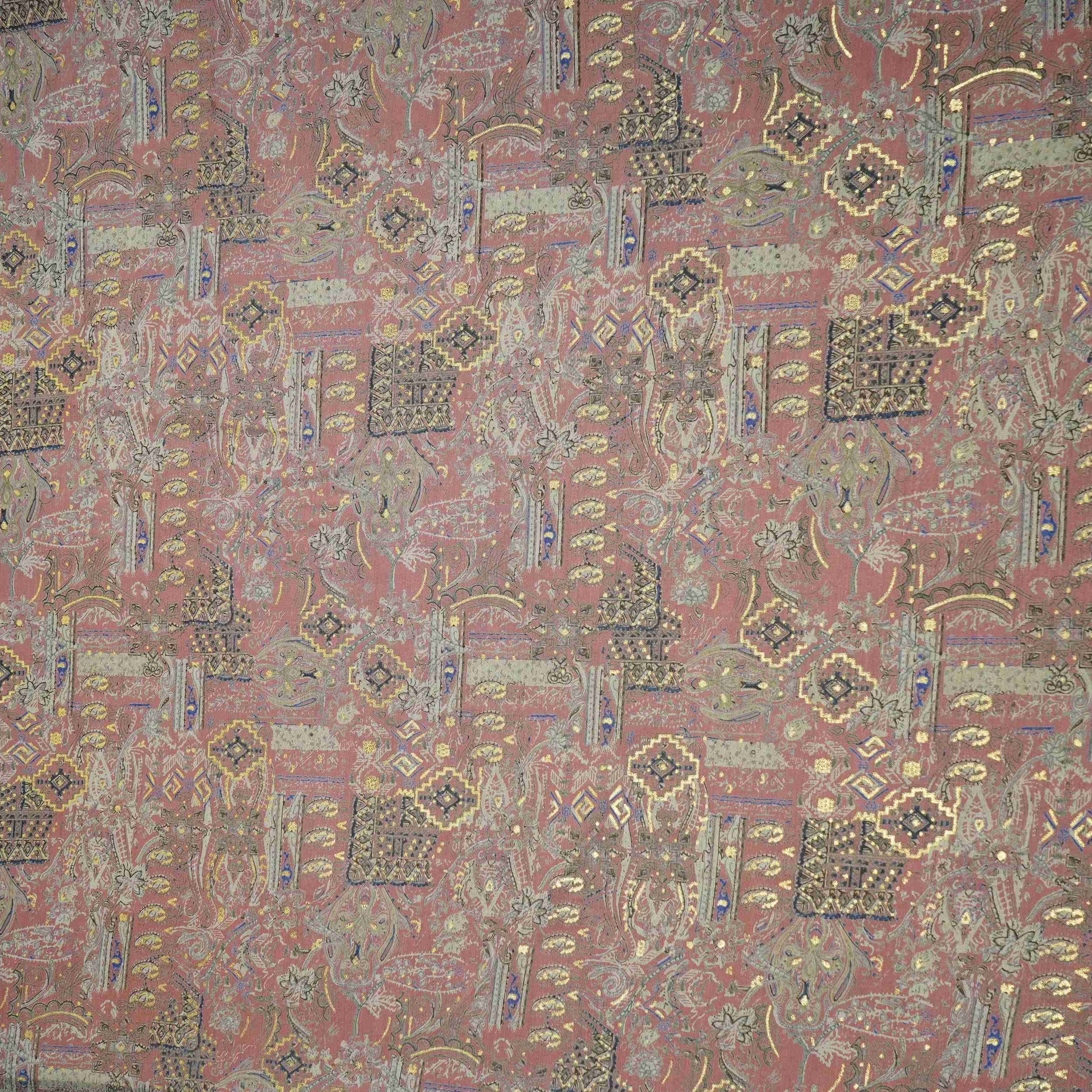 Mauve Pink Foil Traditional print Eri Cotton Fabric MTFG-31070 - TradeUNO