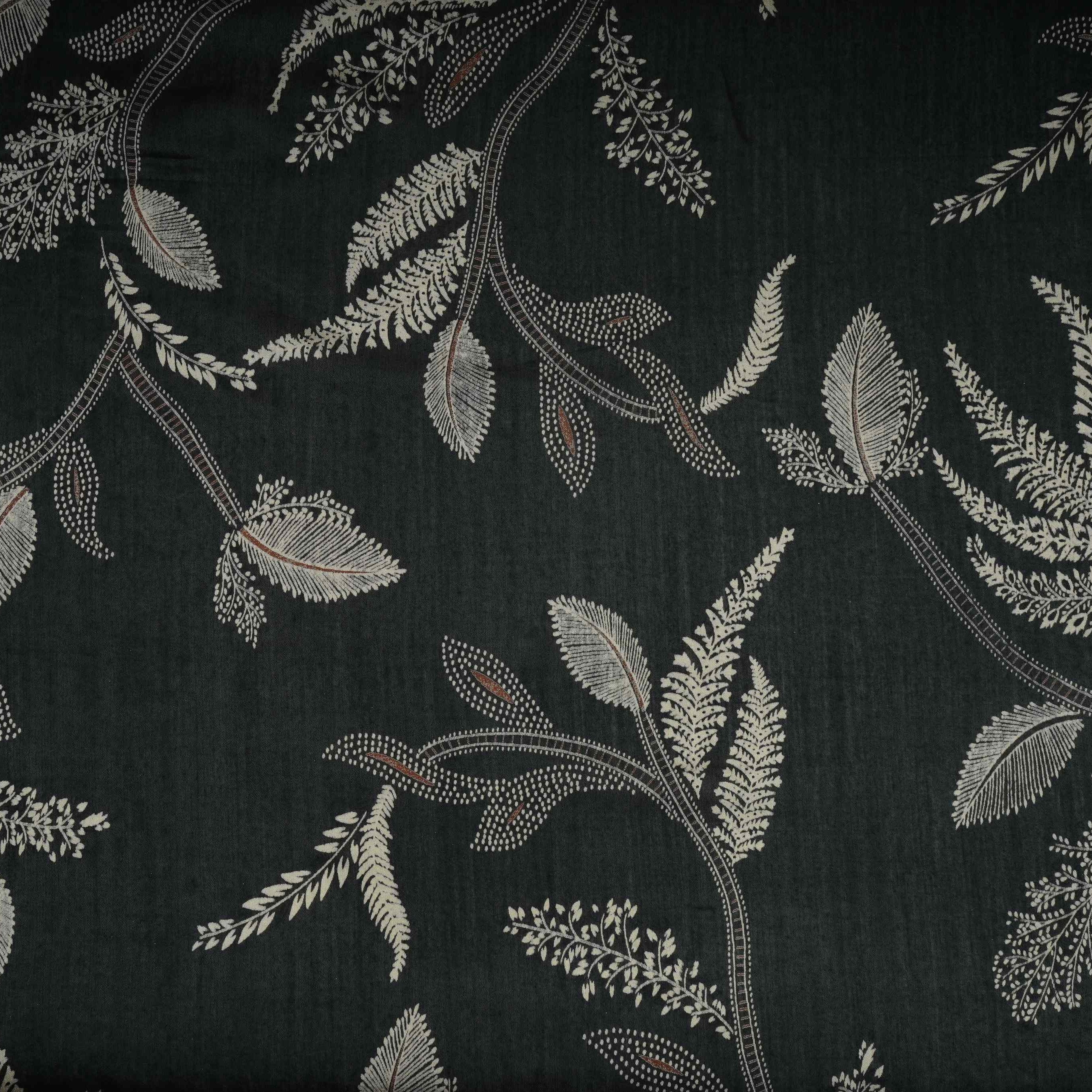 Black Foil floral print Eri Cotton Fabric MTFG-31063 - TradeUNO