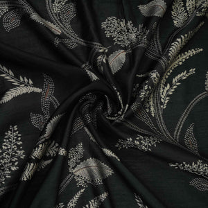 Black Foil floral print Eri Cotton Fabric MTFG-31063 - TradeUNO
