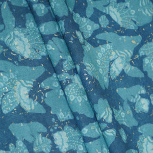 Blue with Multicolor Dabu Foil Print Cotton Fabric NC-29646 - TradeUNO