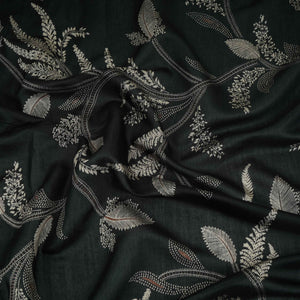 Black Foil floral print Eri Cotton Fabric MTFG-31063 - TradeUNO