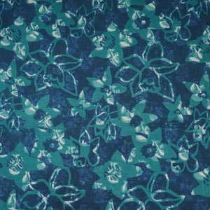 Blue with Multicolor Dabu Print Cotton Fabric NC-29664 - TradeUNO
