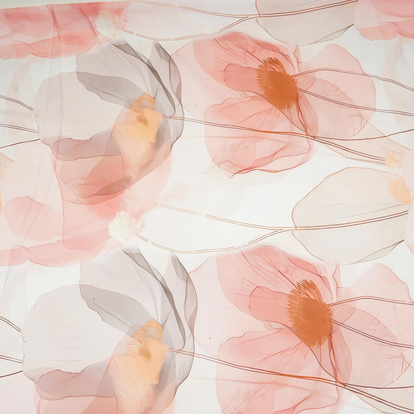 Ivory floral print Modal Silk Fabric MTFG-31081