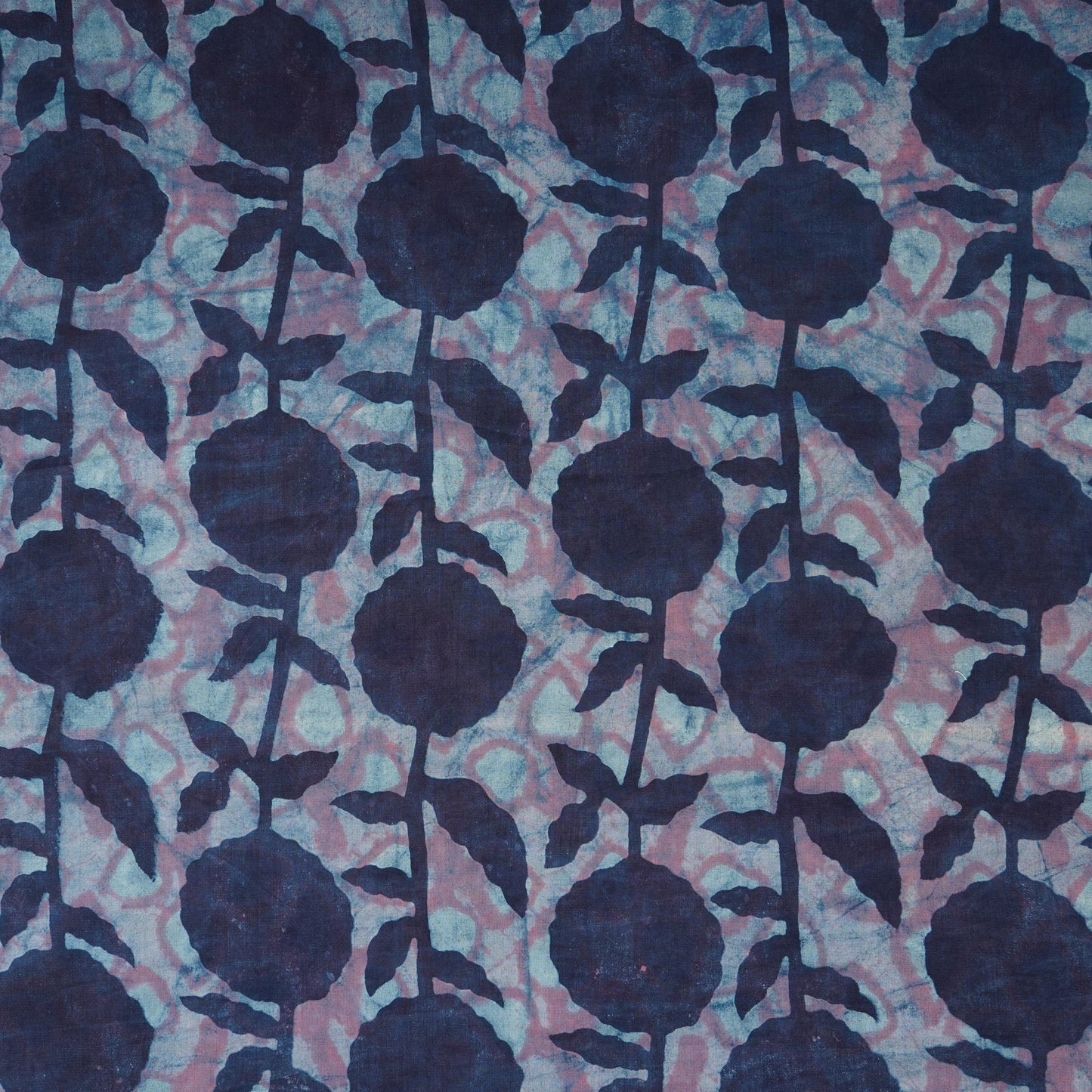 Blue with Multicolor Dabu Foil Print Cotton Fabric NC-29660