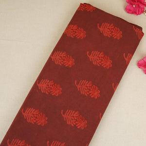 Brick Red Dabu Print Cotton Fabric NC-29651 - TradeUNO