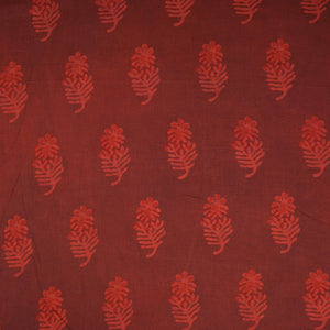 Brick Red Dabu Print Cotton Fabric NC-29651 - TradeUNO