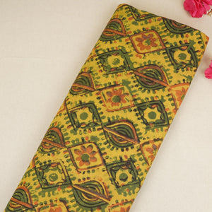 Mustard Ajrakh Print Cotton Fabric NC-29641 - TradeUNO