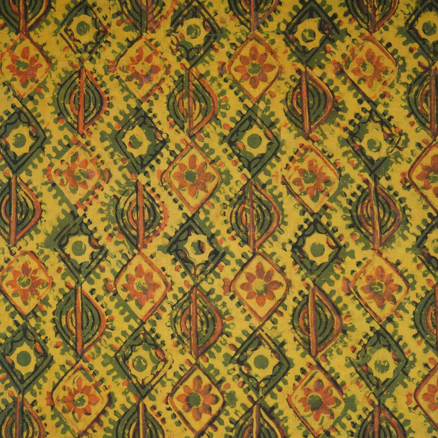 Mustard Ajrakh Print Cotton Fabric NC-29641
