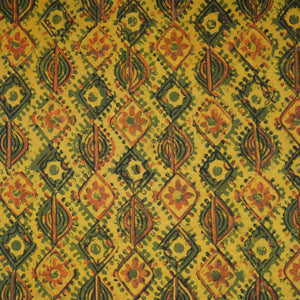 Mustard Ajrakh Print Cotton Fabric NC-29641 - TradeUNO
