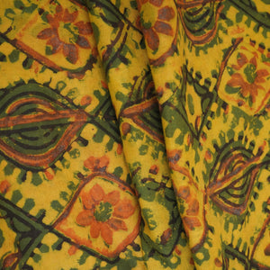 Mustard Ajrakh Print Cotton Fabric NC-29641 - TradeUNO