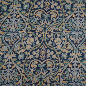 Navy Blue with Multicolor Kalamkari print Mul Chanderi Fabric VF-31346 - TradeUNO