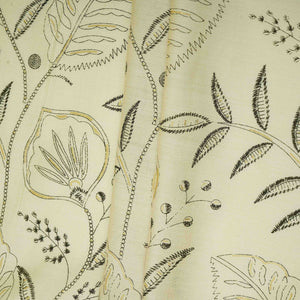 Cream Foil floral print Eri Cotton Fabric MTFG-31069 - TradeUNO