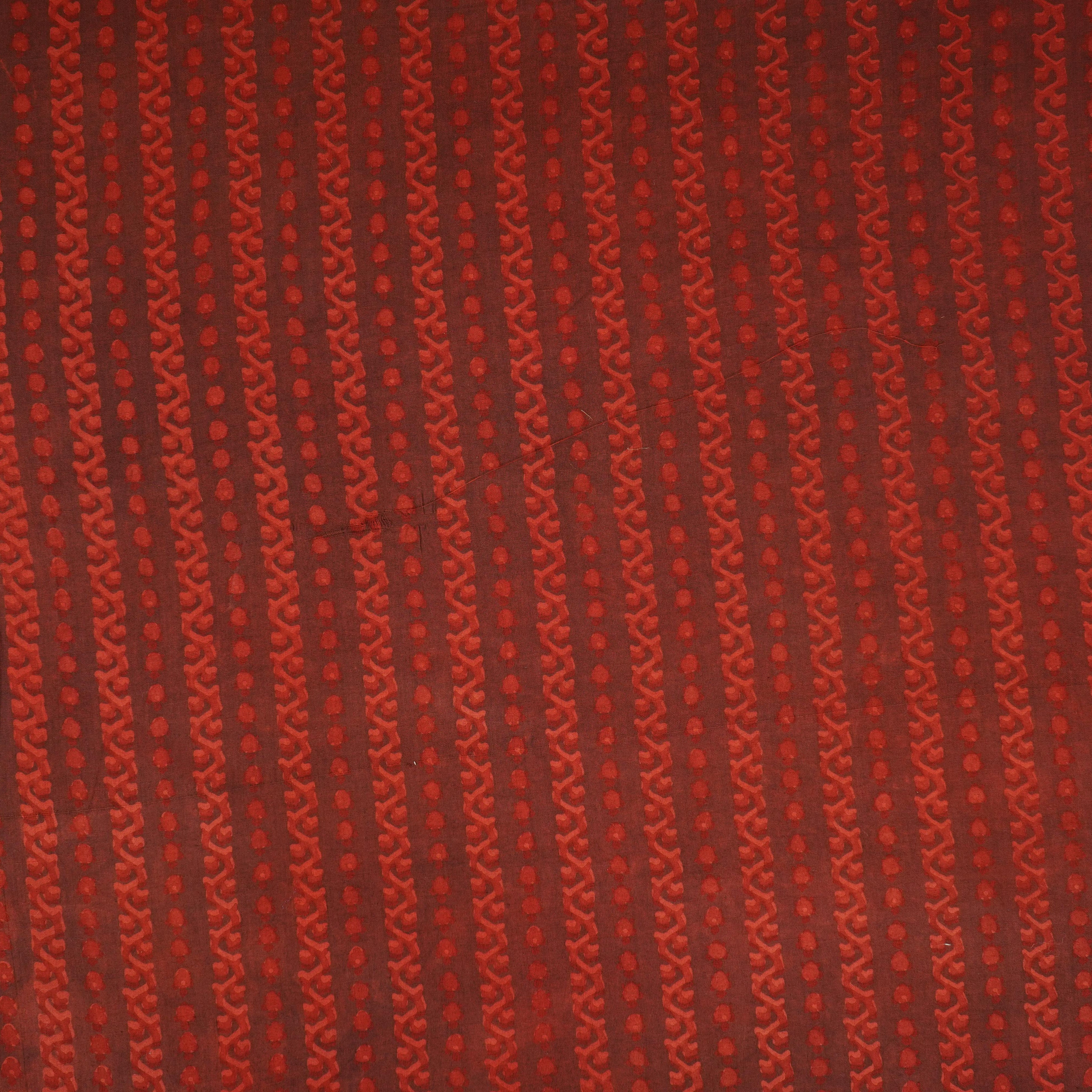 Maroon Dabu Print Cotton Fabric NC-29652 - TradeUNO