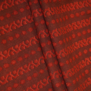 Maroon Dabu Print Cotton Fabric NC-29652 - TradeUNO