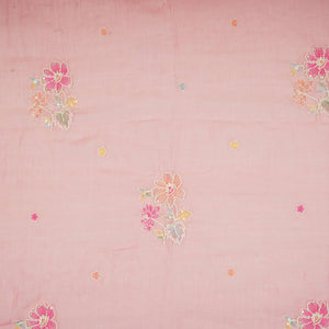 Pink Floral Cutdana Embroidery Pure Banaras Mul Chanderi Fabric SGS-30694 - TradeUNO