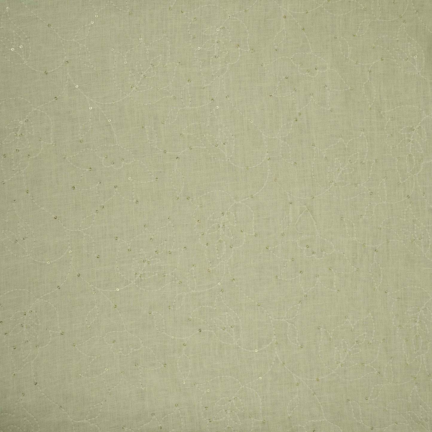 Off White thread embroidery Pure Linen Fabric SN-31242