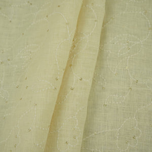 Off White thread embroidery Pure Linen Fabric SN-31242 - TradeUNO