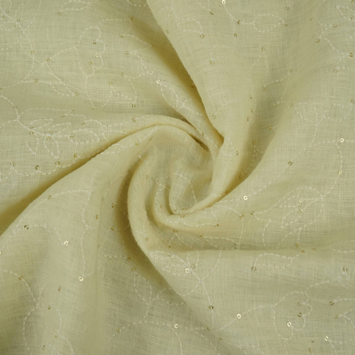 Off White thread embroidery Pure Linen Fabric SN-31242 - TradeUNO