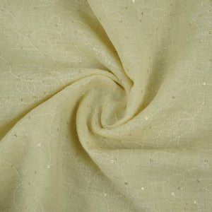 Off White thread embroidery Pure Linen Fabric SN-31242 - TradeUNO