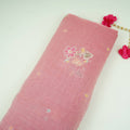 Pink Floral Cutdana Embroidery Pure Banaras Mul Chanderi Fabric SGS-30694