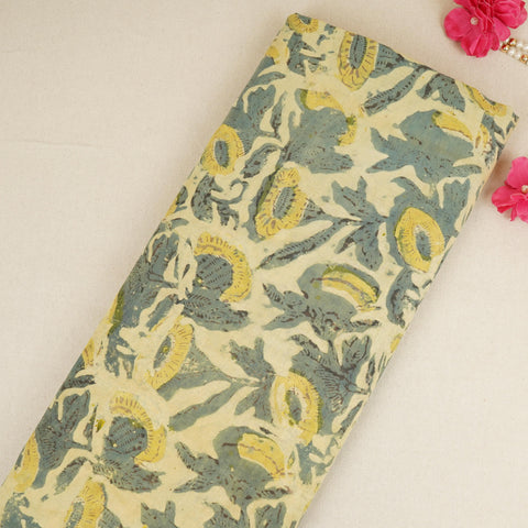 Cream Ajrakh Print Cotton Fabric NC-29642