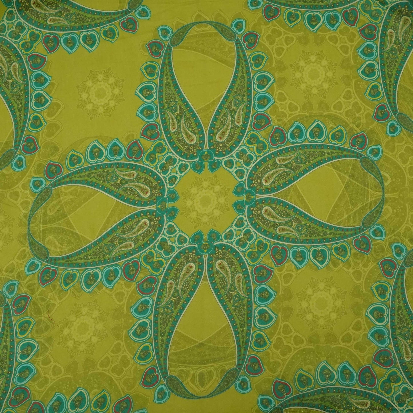 Mehendi Green Mughal print Mul Chanderi Fabric VF-31344